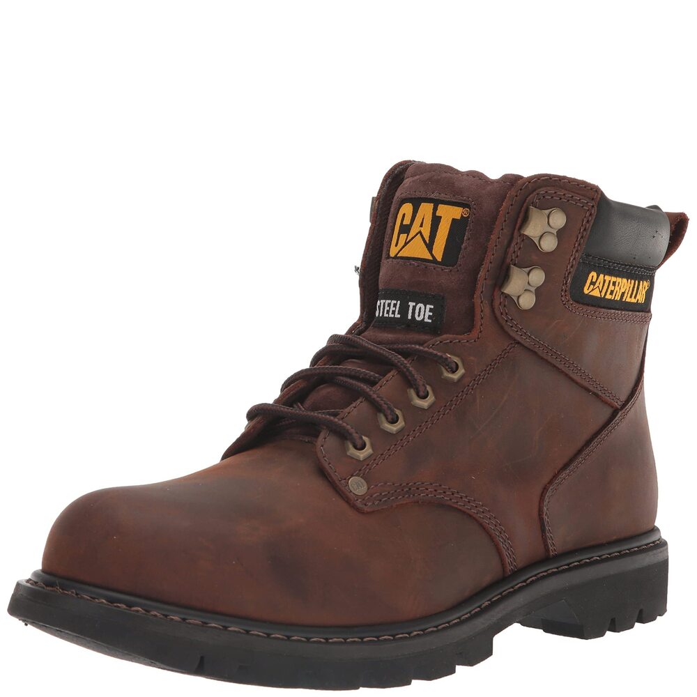 CAT FOOTWEAR MEN'S SECOND SHIFT STEEL TOE WORK BOOT, DARK BROWN, 8